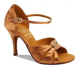 salsa dancing shoes womens Dark Tan Satin Style 1057 By Supadance
