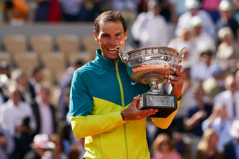 2022 Roland Garros Champion Rafael Nadal of Spain during trophy presentation after men`s singles final against Casper Ruud